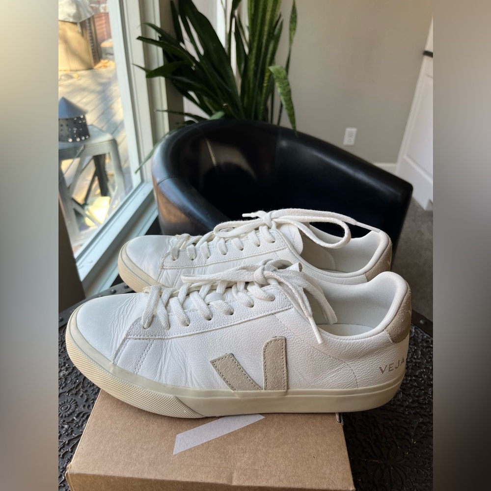 VEJA CAMPO LEATHER WHITE ALMOND SNEAKERS 42.5 11.5 9.5 - Picture 5 of 11